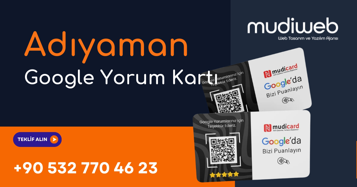 Adıyaman Google Yorum Kartı - Adıyaman Google Review Card - Google Yorum Widget Mudiweb