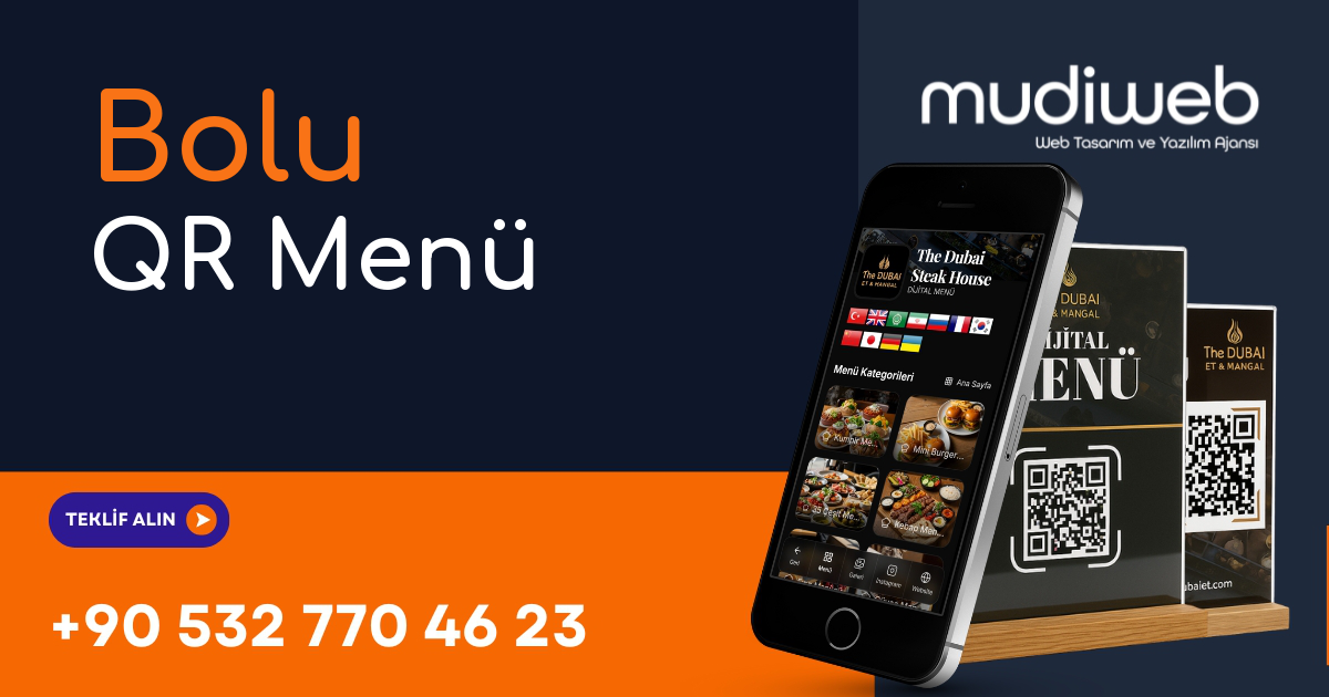 Bolu QR Menü - Bolu Dijital Menü - QR Kod Menü Sistemi Mudiweb