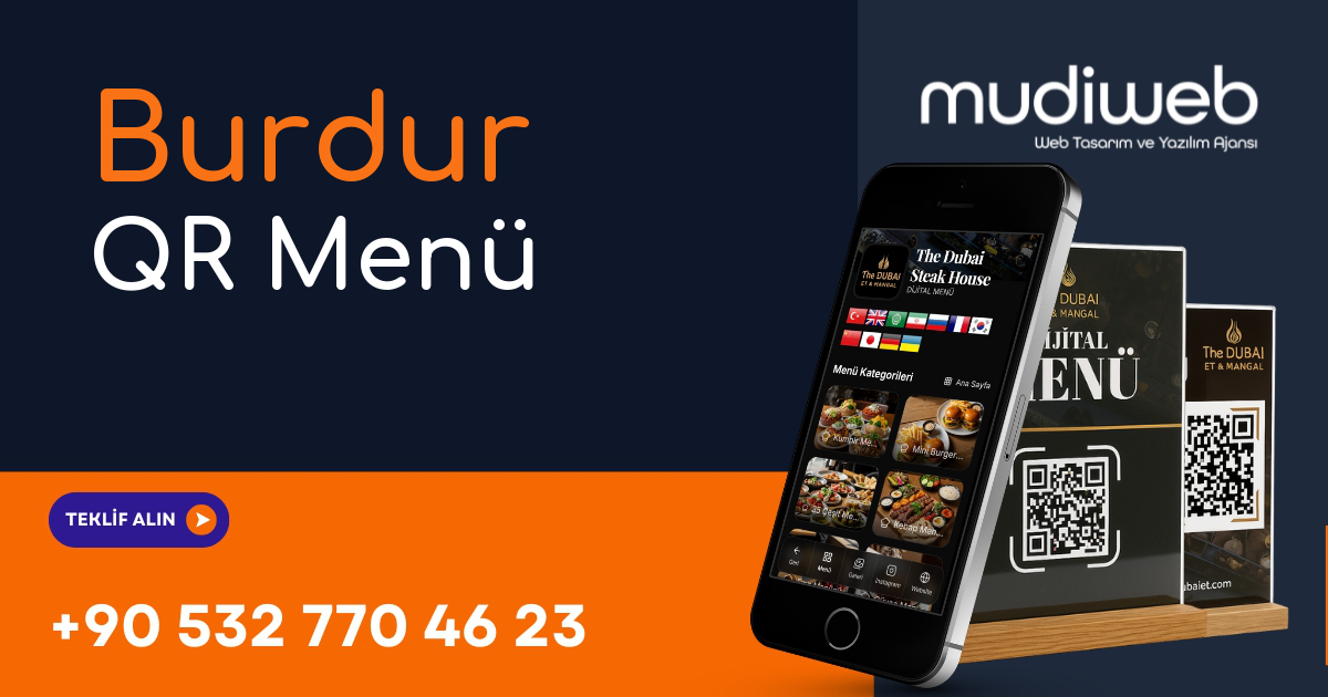 Burdur QR Menü - Burdur Dijital Menü - QR Kod Menü Sistemi Mudiweb