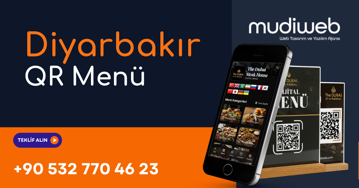 Diyarbakır QR Menü - Diyarbakır Dijital Menü - QR Kod Menü Sistemi Mudiweb