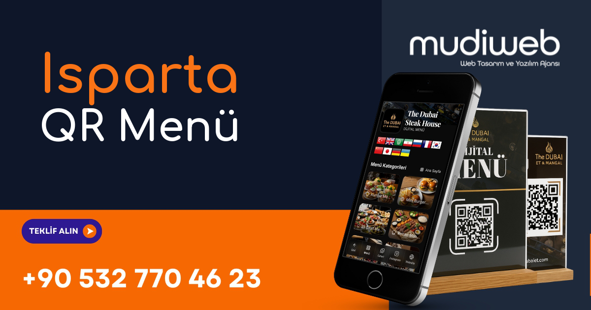 Isparta QR Menü - Isparta Dijital Menü - QR Kod Menü Sistemi Mudiweb
