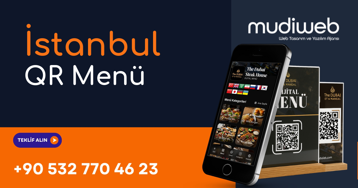 İstanbul QR Menü - İstanbul Dijital Menü - QR Kod Menü Sistemi Mudiweb