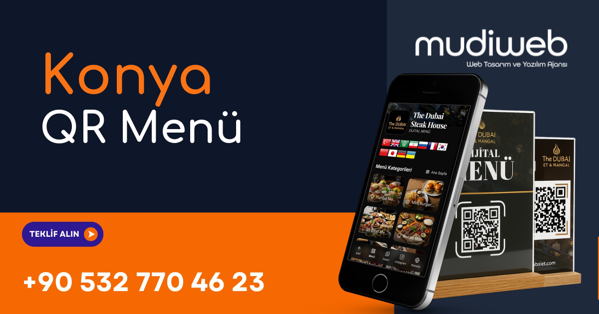 Konya QR Menü - Konya Dijital Menü - QR Kod Menü Sistemi Mudiweb