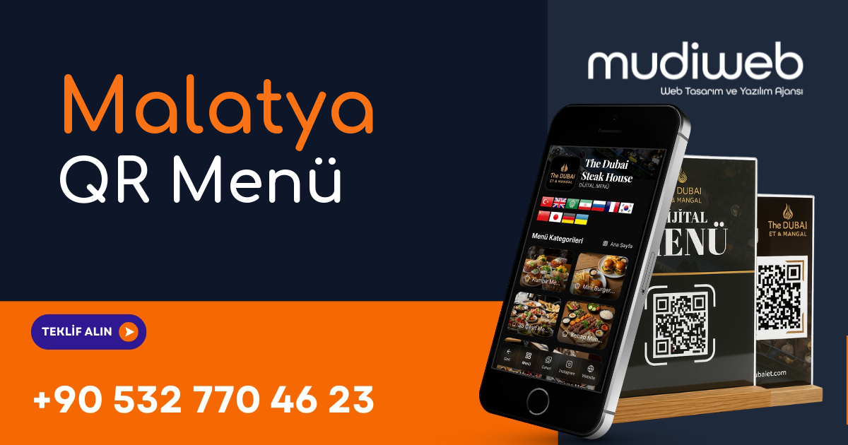 Malatya QR Menü - Malatya Dijital Menü - QR Kod Menü Sistemi Mudiweb